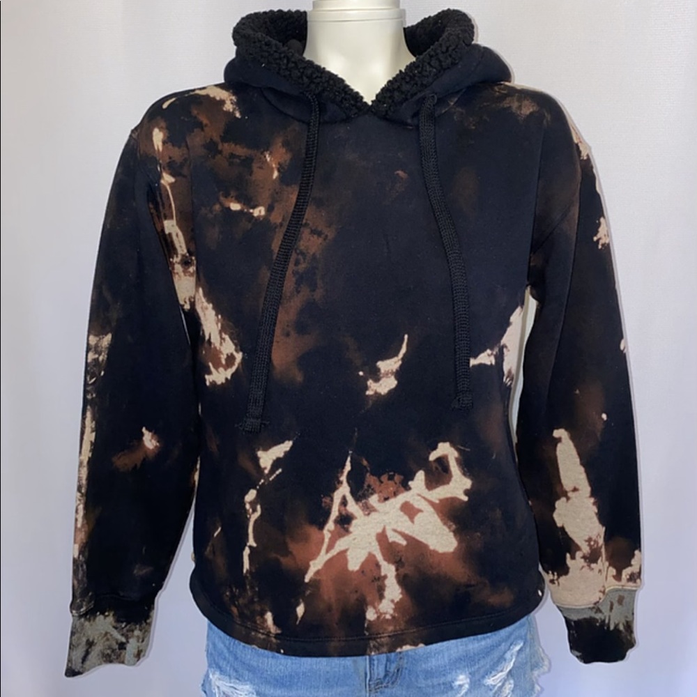 *CUSTOM DYED HOODIE W/FAUX FUR HOOD